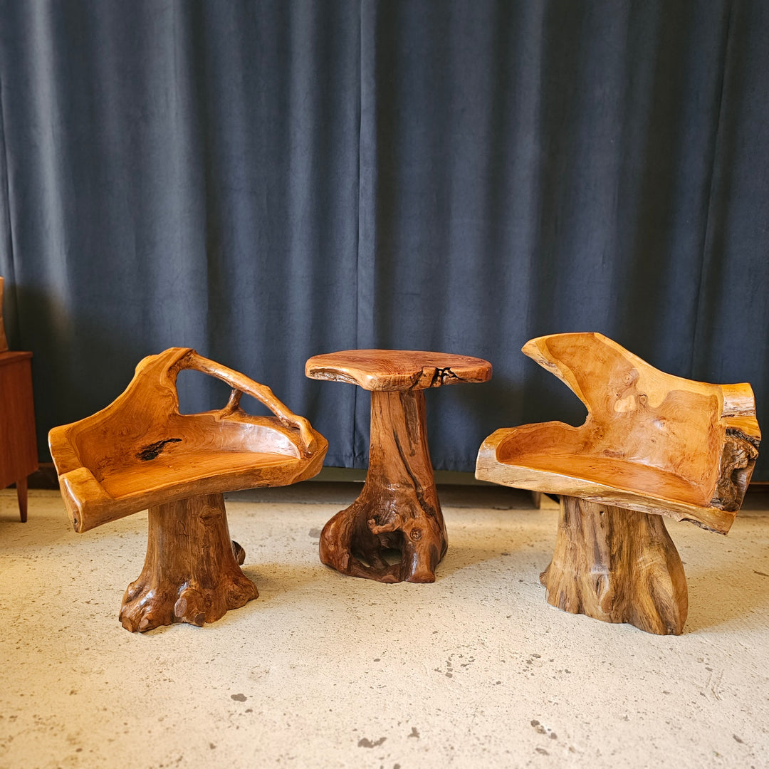 1960's Studio Cypress Table and Chairs